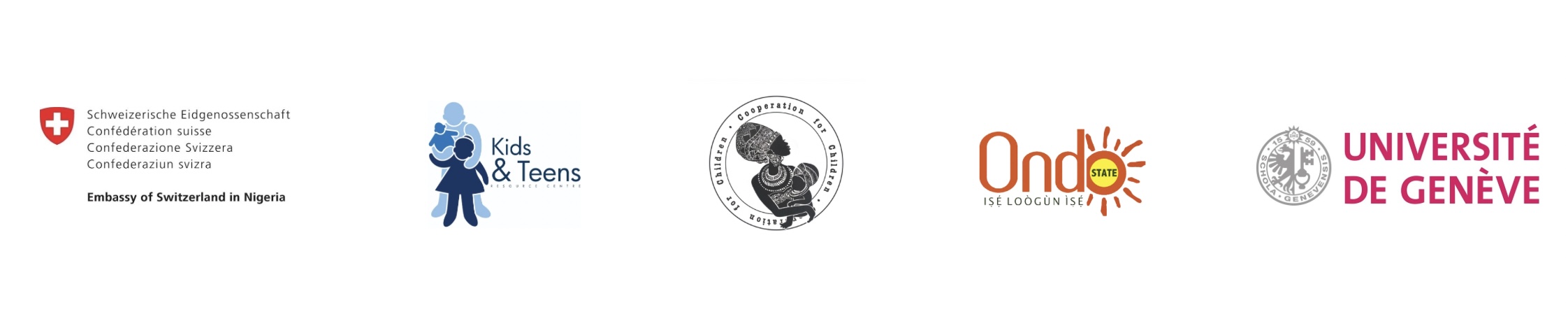 Main partners — Embassy of Switzerland, Kids & Teens, Ondo State, Université de Genève
